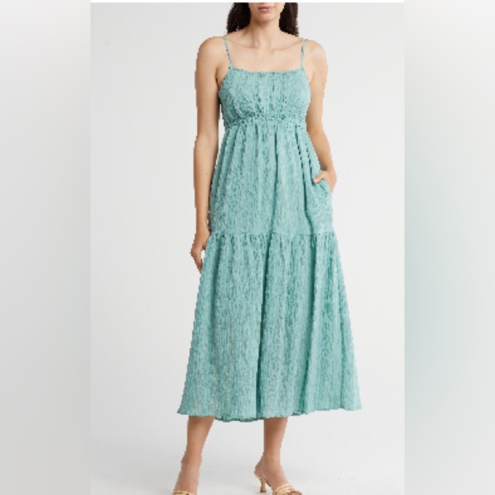 Lovestitch Green Tiered Ruffled Maxi Sundress